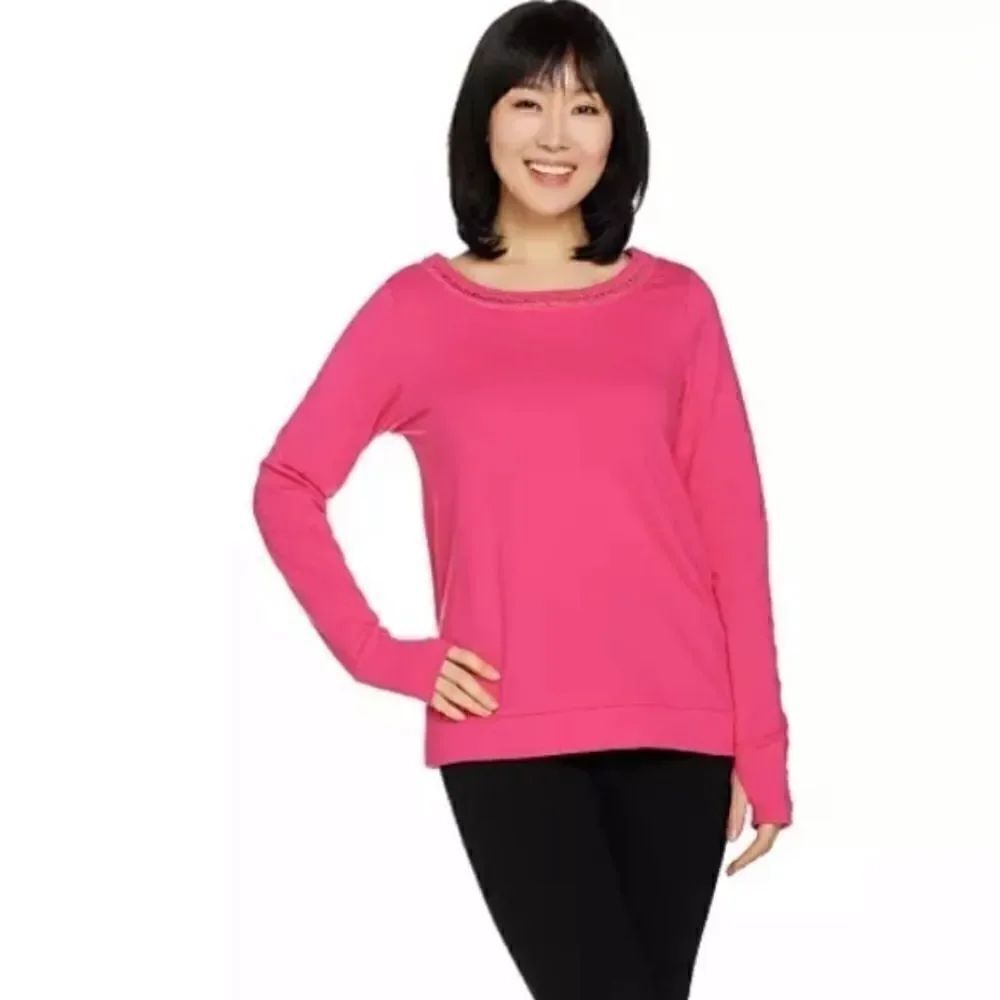 cee bee CHERYL BURKE Pink Azalea French Terry Top